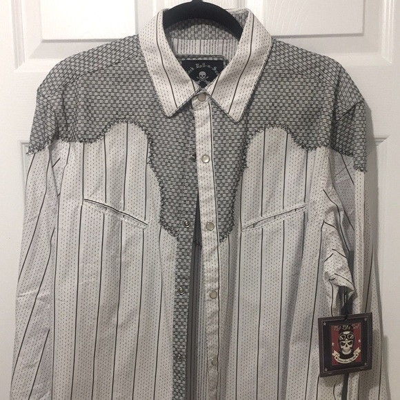 Men’s shirt “Rock Roll n Soul” size L, white/black - Picture 16 of 17